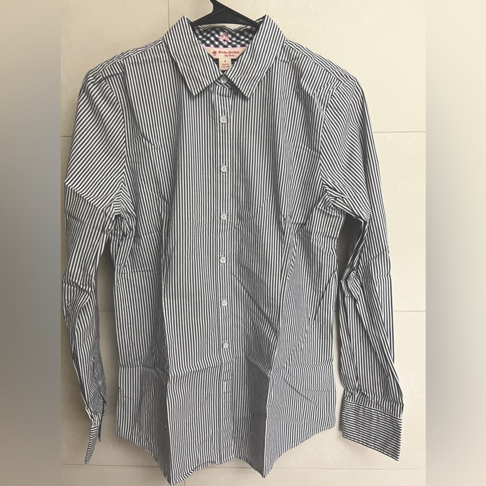 NWOT Striped Stretch Cotton Poplin Shirt